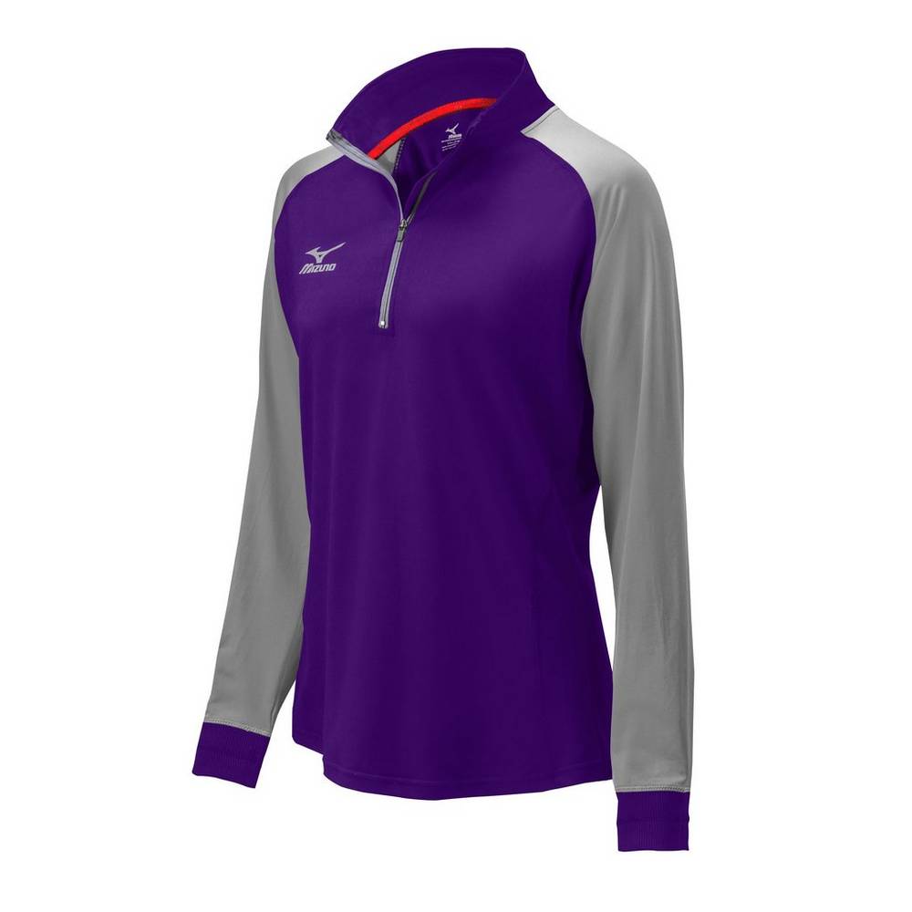 Casaco Mizuno Voleibol Prime 1/2 Zip - Mulher - Roxo/Cinzentas - NFXRM9067